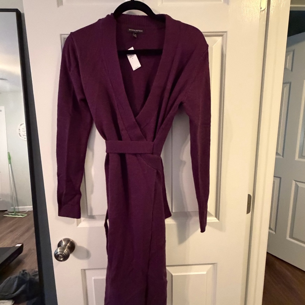 Banana Republic Deep Purple Knit Sweater Dress